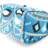Borsa Mini Boston in pelle con stampa astratta blu