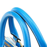 Borsa Mini Boston in pelle con stampa astratta blu