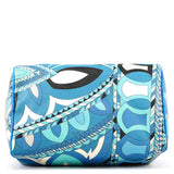 Borsa Mini Boston in pelle con stampa astratta blu