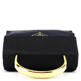 Borsa a mano Tessuto Metallo blu navy e oro