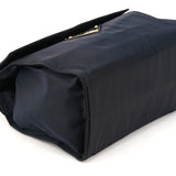 Borsa a mano Tessuto Metallo blu navy e oro