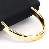Borsa a mano Tessuto Metallo blu navy e oro