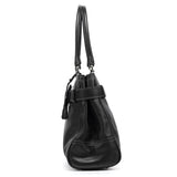 8A71 Black Smooth Leather Hamptons Tote Bag