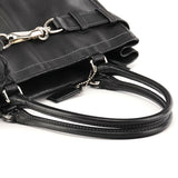 8A71 Black Smooth Leather Hamptons Tote Bag