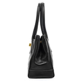 12482 Madeline Turnlock tote i sort læder