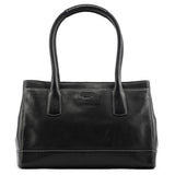 12482 Madeline Turnlock tote i sort læder