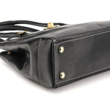 12482 Madeline Turnlock tote i sort læder