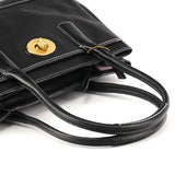 12482 Madeline Turnlock tote i sort læder