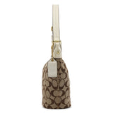 40896 Schultertasche aus Signature Canvas in Beige und Braun