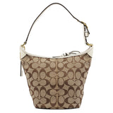 40896 Schultertasche aus Signature Canvas in Beige und Braun