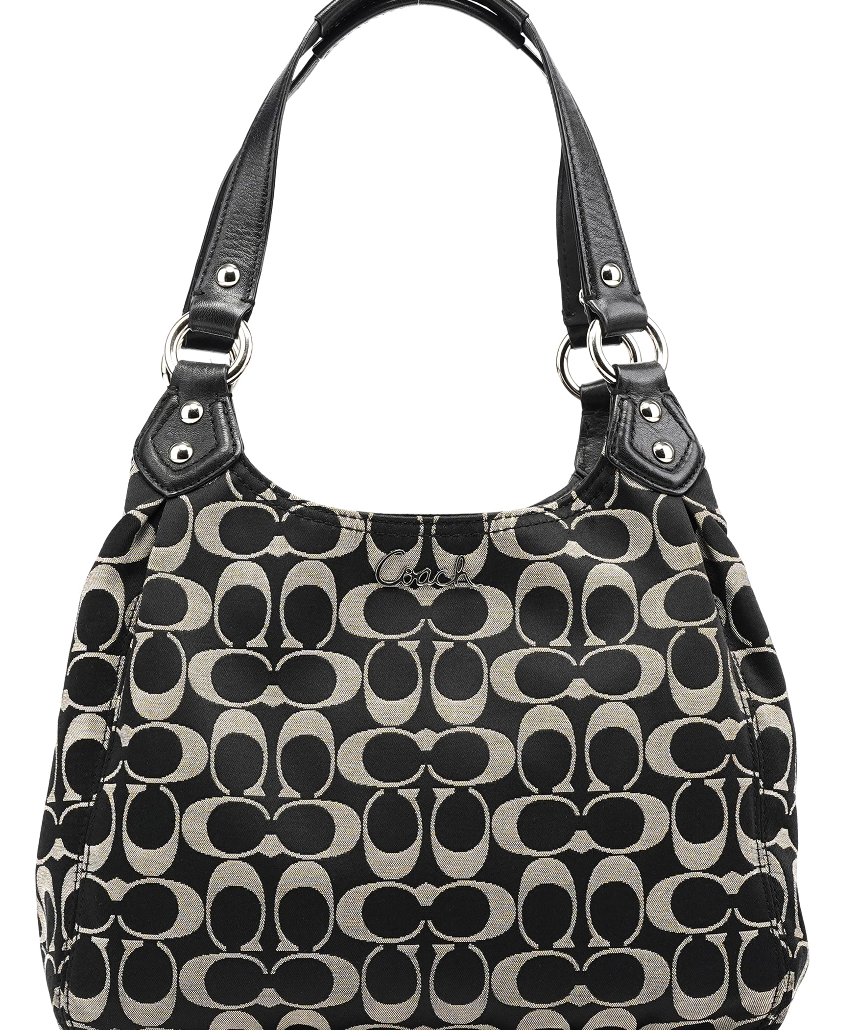 F21881 Grey Black Signature Hobo Shoulder Bag