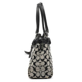 F13068 Grey Black Signature Canvas Hamptons Tote Bag