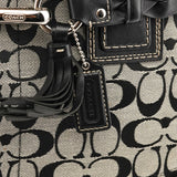 F13068 Grey Black Signature Canvas Hamptons Tote Bag