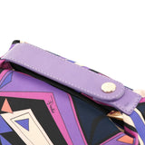 Purple Multicolour Nylon Geometric Print Vanity Pouch