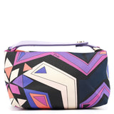 Purple Multicolour Nylon Geometric Print Vanity Pouch