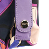 Purple Multicolour Nylon Geometric Print Vanity Pouch