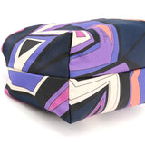 Purple Multicolour Nylon Geometric Print Vanity Pouch