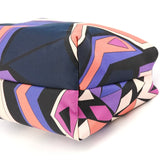Purple Multicolour Nylon Geometric Print Vanity Pouch