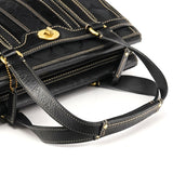 11645 Black Signature Canvas Turnlock Tote Bag