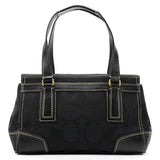 11645 Black Signature Canvas Turnlock Tote Bag