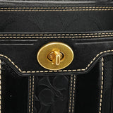 11645 Black Signature Canvas Turnlock Tote Bag