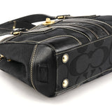 11645 Black Signature Canvas Turnlock Tote Bag