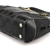 11645 Black Signature Canvas Turnlock Tote Bag