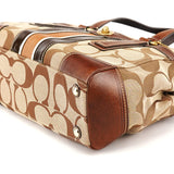 F11637 Beige Brown Signature Turnlock Tote Bag