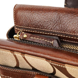 F11637 Beige Brown Signature Turnlock Tote Bag