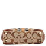 F11637 Beige Brown Signature Turnlock Tote Bag