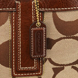 F11637 Beige Brown Signature Turnlock Tote Bag