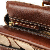 F11637 Beige Brown Signature Turnlock Tote Bag