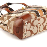 F11637 Beige Brown Signature Turnlock Tote Bag