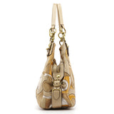 15770 Beige Gold Madison Maggie Patchwork Shoulder Bag
