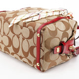 F23006 Beige Red Signature Bowling Bag