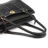 11547 Turnlock tote i sort læder
