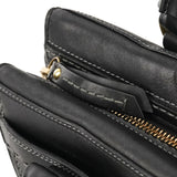 11547 Turnlock tote i sort læder