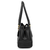 11547 Turnlock tote i sort læder