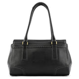 11547 Turnlock tote i sort læder