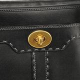 11547 Turnlock tote i sort læder