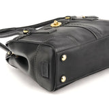 11547 Turnlock tote i sort læder