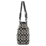 F17726 Torebka tote z szaro-czarnego płótna Signature