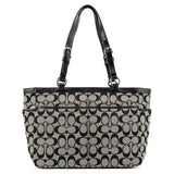 F17726 Torebka tote z szaro-czarnego płótna Signature
