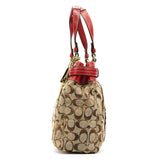 12467 Hamptons tote i beige og rød Signature canvas