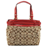 12467 Hamptons tote i beige og rød Signature canvas