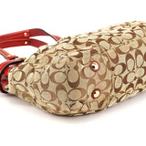 12467 Hamptons tote i beige og rød Signature canvas