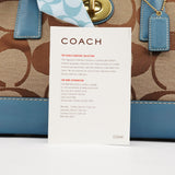 11557 Beige Light Blue Signature Madeline Turnlock Tote Bag