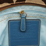 11557 Beige Light Blue Signature Madeline Turnlock Tote Bag