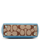 11557 Beige Light Blue Signature Madeline Turnlock Tote Bag
