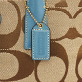 11557 Beige Light Blue Signature Madeline Turnlock Tote Bag